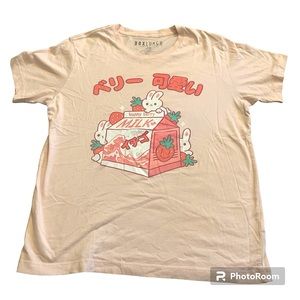 ❗️SALE❗️ Strawberry Milk Bunny Kanji Women’s T-Shirt Large - BoxLunch Ex…